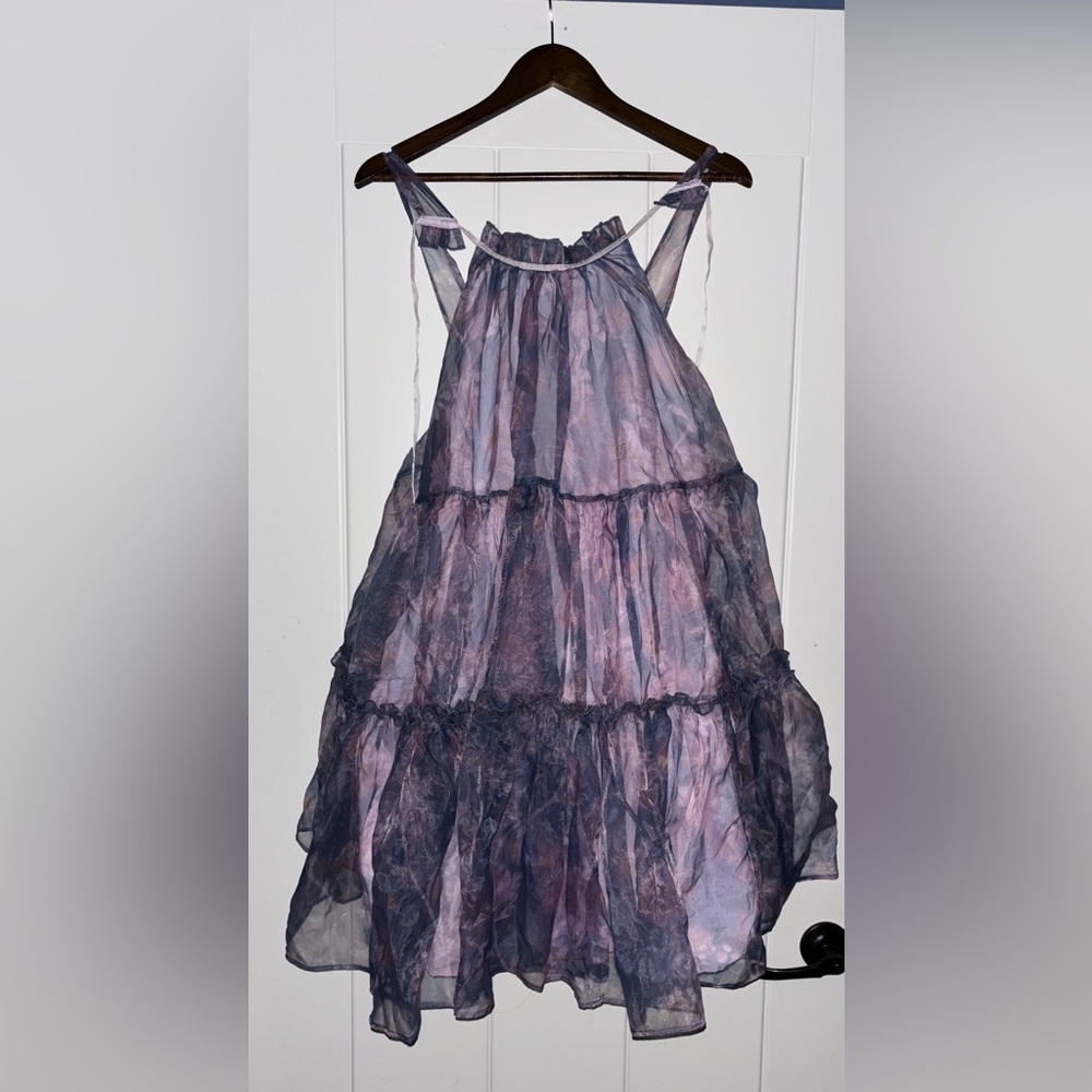 Free People Sweet Serenade Timeless Tiered Halter Sheer‎ Piercing Dress L